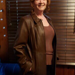 D&Co. New Brown Leather Size 16 Jacket